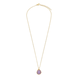 Halskette aus Edelstahl, vergoldet, mit Amethyst, oval