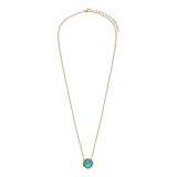 Stainless steel goldplated ketting met hanger met turquoise voor dames