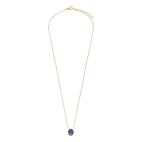 Stainless steel goldplated ketting met hanger met blue lace agaat voor dames