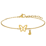 Stainless steel goldplated armbanden set voor dames met vlinder