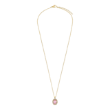 Halskette im Vintage-Stil aus Edelstahl, vergoldet, mit rosa Zirkonia