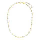 Stainless steel goudkleurige kinderketting met wit madeliefjes