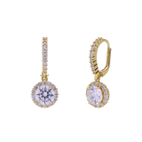 Zilveren sieradenset goldplated ketting met hanger en bijpassende oorbellen met zirkonia voor dames
