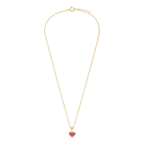Zilveren goldplated kinderketting hart roze kristal