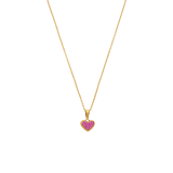 Zilveren goldplated kinderset hart met roze kristal