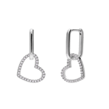 Zilveren ketting met hanger en oorbellen met zirkonia
