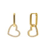 Zilveren goldplated ketting met oorbellen en zirkonia
