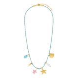 Edelstahlkette blau mit Anhängern für Damen