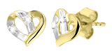 Ohrringe, 585 Gelbgold, Herz, mit Diamant 0,02 kt