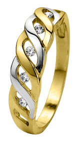 14 karaat bicolor ring met zirkonia