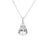 Silberne Halskette mit Tropfen mit Zirkonia