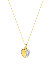 14 karaat geelgouden ketting & hanger hart kristal