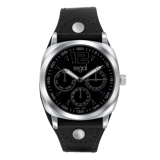 Regal horloge met een zwarte pu leren band