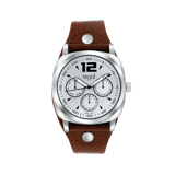 Regal horloge met een bruine pu leren band