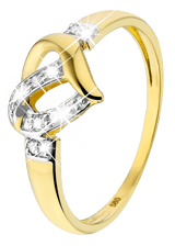 Gelbgoldener Ring in Herzform mit Diamanten