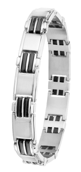 Herrenarmband aus Edelstahl mit schwarzen Akzenten