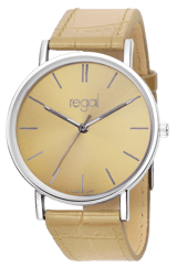Regal Armbanduhr Slimline, beigefarbenes PU-Lederarmband