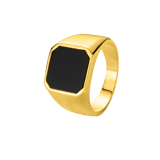 Goldplated herenzegelring met onyx