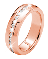 Stainless steel roséplated ring met zirkonia voor dames