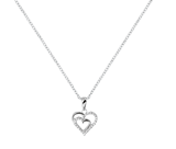 Zilveren ketting en hanger hart met zirkonia
