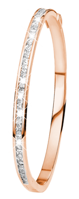 Rotvergoldeter Bangle-Armreif aus Edelstahl mit Zirkonia