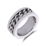 Gerecycled stainless steel jongensring met schakel