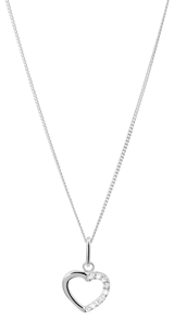 Halskette, 925 Silber, Herz, Zirkonia