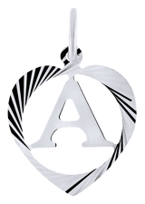 Silberner Alphabet-Charms in Herzfacette