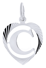 Silberner Alphabet-Charms in Herzfacette