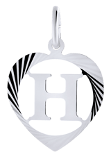 Zilveren hanger alfabet in hart facet