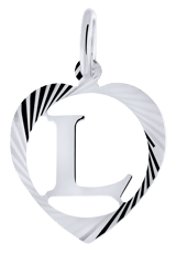 Silberner Alphabet-Charms in Herzfacette