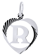Silberner Alphabet-Charms in Herzfacette