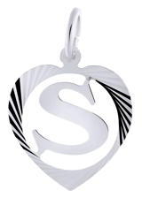 Silberner Alphabet-Charms in Herzfacette