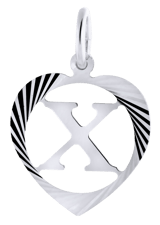 Silberner Alphabet-Charms in Herzfacette
