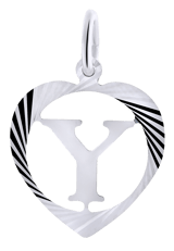 Silberner Alphabet-Charms in Herzfacette