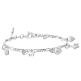 Kinderarmband, 925 Silber, Herz und Stern der Galaxis