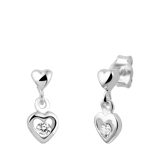 Kinderohrringe aus 925 Silber, Herz mit Zirkonia