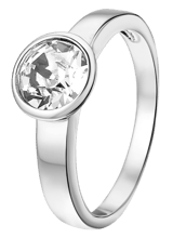 Zilveren ring met witte kristal
