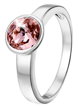 Zilveren ring met antiek roze kristal