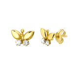 Kinderohrringe, 585 Gold, Schmetterling mit Zirkonia