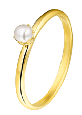 14K geelgouden kinderring met zoetwaterparel