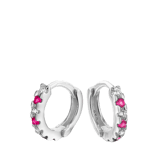 Zilveren kinderoorbellen met roze&witte zirkonia