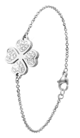 Gerecycled stainless steel armband klaver met kristal