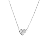Zilveren ketting met hanger hart met kristal