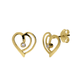 Ohrringe, 585 Gelbgold, Herz, mit Diamant 0,03 ct