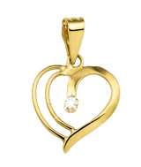 14 karaat gouden hanger hart met diamant 0,02ct