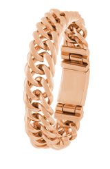 Stainless steel roséplated schakelarmband voor dames