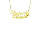 Namenskette, 925 Silber, vergoldet, doppelt, Zirkonia
