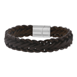 Edelstahl-Herrenarmband mit braunem Leder