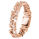 Stainless steel roséplated schakelarmband met kristal voor dames